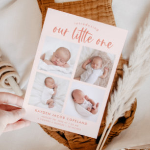 Onze kleine One Peach Multi Photo Geboorte Aankondiging