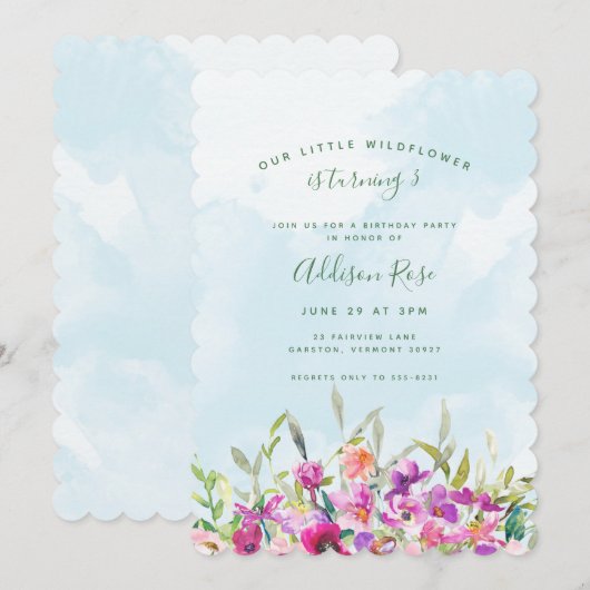 Onze kleine Paarse bloemenbloem Kaart (Voorkant / Achterkant)