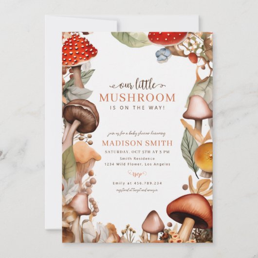 Onze kleine paddenstoel Boho Herfst Baby shower Kaart (Voorkant)