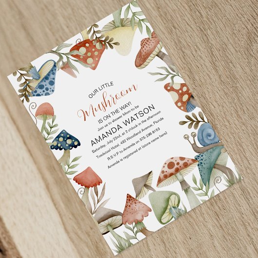 Onze kleine paddenstoel is onderweg! Baby shower I Kaart