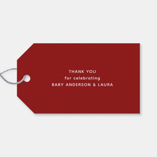 Onze kleine paddenstoel Plaid Baby shower dank u Cadeaulabel (Achterkant Horizontaal)