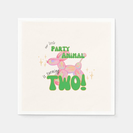 Onze kleine partij ballon dier 2e verjaardag servet (Voorkant)