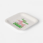 Onze kleine partij ballon dier 4e verjaardag papieren bordje (Gebogen)