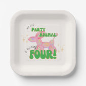 Onze kleine partij ballon dier 4e verjaardag papieren bordje (Voorkant)