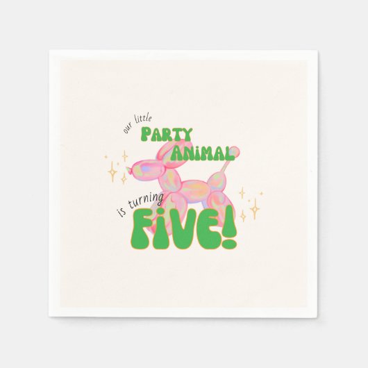 Onze kleine partij ballon dier 5e verjaardag servet (Voorkant)