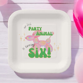 Onze kleine partij ballon dier 6e verjaardag papieren bordje