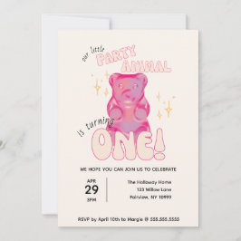 Onze kleine Partij Dier Gummy Beer 1e Verjaardag Kaart