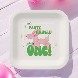 Onze kleine party ballon dier 1e verjaardag papieren bordje