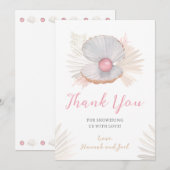 Onze kleine Pearl Baby shower flat dank u kaart (Voorkant / Achterkant)