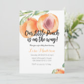 Onze kleine perziken op weg naar Baby shower uitno Kaart (Staand voorkant)