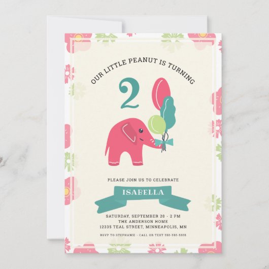 Onze kleine pinda olifant | Meisje 2e verjaardag Kaart (Voorkant)