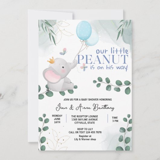 Onze kleine pinda Schattigee elephant baby boy sho Kaart (Voorkant)