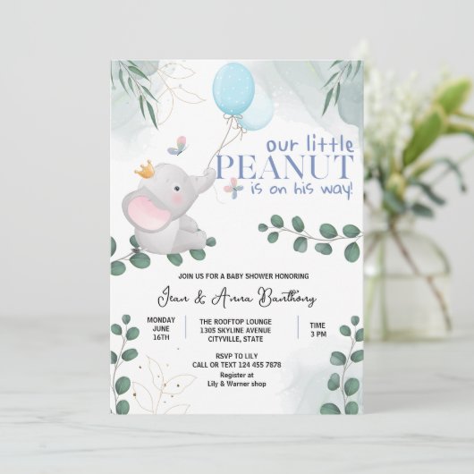 Onze kleine pinda Schattigee elephant baby boy sho Kaart (Staand voorkant)