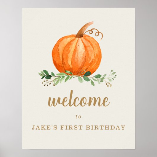 Onze kleine pomkin Birthday Favor Welcome Sign. Poster (Voorkant)