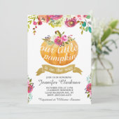 Onze kleine pomkin Elegant Floral Uitnodiging (Staand voorkant)