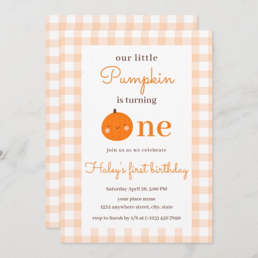 Onze kleine pompoen 1e Oranje Herfst Eerste Verjaa Kaart (Voorkant / Achterkant)