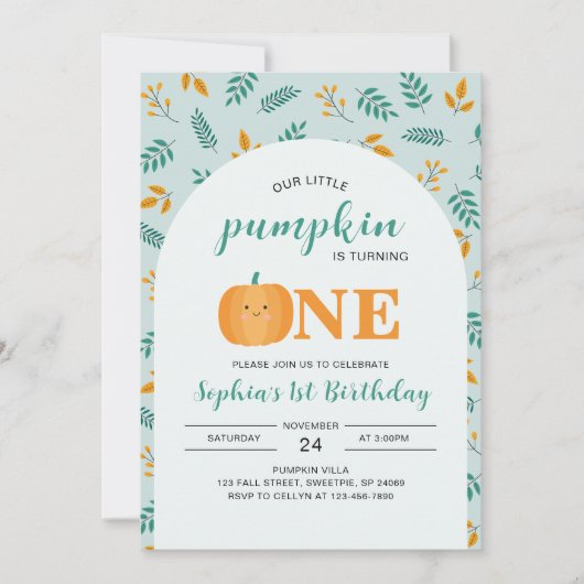 Onze kleine pompoen 1e verjaardag (Voorkant)