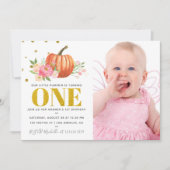 Onze kleine pompoen 1e verjaardag Baby Girl Party Kaart (Voorkant)