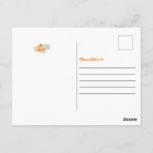 Onze Kleine Pompoen 1e Verjaardag Bloemrijke Herfs Briefkaart (Achterkant)