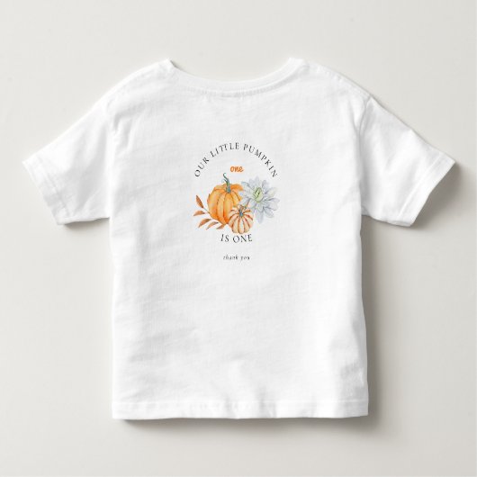 Onze Kleine Pompoen 1e Verjaardag Bloemrijke Water Kinder Shirts (Achterkant)