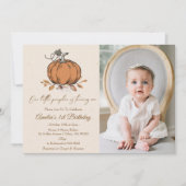 Onze kleine pompoen 1e verjaardag foto kaart (Voorkant)
