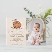 Onze kleine pompoen 1e verjaardag foto kaart (Staand voorkant)