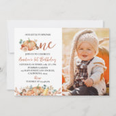 Onze kleine pompoen 1e verjaardag foto uitnodiging (Voorkant)