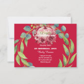 Onze kleine pompoen 1e verjaardag groene krans roz bedankkaart (Voorkant)