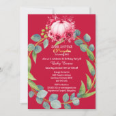 Onze kleine pompoen 1e verjaardag groene krans roz kaart (Voorkant)