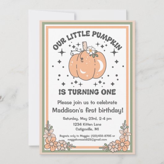 Onze kleine pompoen 1e verjaardag Groovy pompoen Kaart (Voorkant)