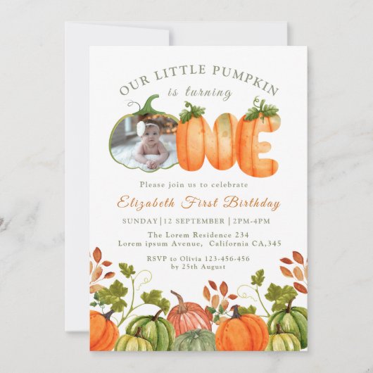 Onze kleine pompoen 1e verjaardag Herfst foto Kaart (Voorkant)