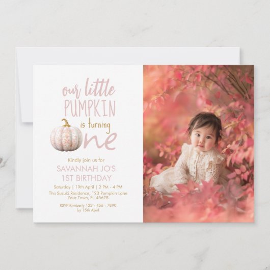 Onze kleine pompoen 1e verjaardag kaart (Voorkant)