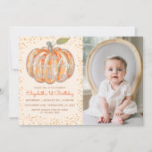 Onze kleine pompoen 1e verjaardag kaart (Voorkant)