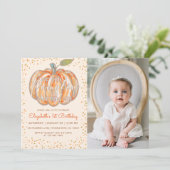 Onze kleine pompoen 1e verjaardag kaart (Staand voorkant)