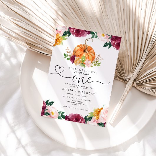 Onze kleine pompoen 1e verjaardag kaart