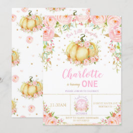 Onze kleine pompoen 1e Verjaardag Meisje Bloemen Kaart