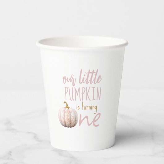 Onze kleine pompoen 1e verjaardag papieren bekers (Achterkant)