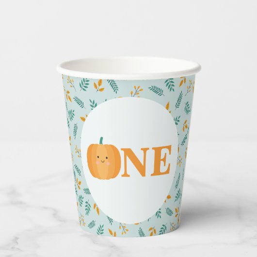 Onze kleine pompoen 1e verjaardag papieren bekers (Achterkant)