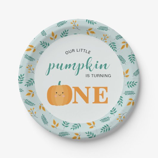Onze kleine pompoen 1e verjaardag papieren bordje (Voorkant)
