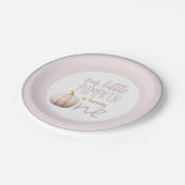 Onze kleine pompoen 1e verjaardag roze rand papieren bordje (Gekanteld)