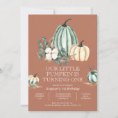 Onze kleine pompoen 1e verjaardag Uitnodiging (Voorkant)