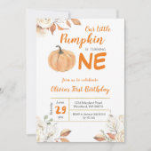 Onze kleine pompoen 1e verjaardag uitnodiging (Voorkant)