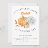 Onze kleine pompoen 1ste verjaardag Floral Herfst Kaart (Voorkant)