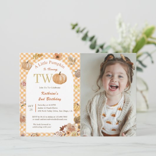 Onze kleine pompoen 2e verjaardag Oranje Herfst Kaart (Staand voorkant)
