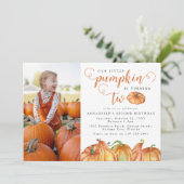 Onze kleine pompoen 2e verjaardagsfeestje uitnodig kaart (Staand voorkant)