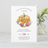 Onze kleine pompoen 3de verjaardag kaart (Staand voorkant)