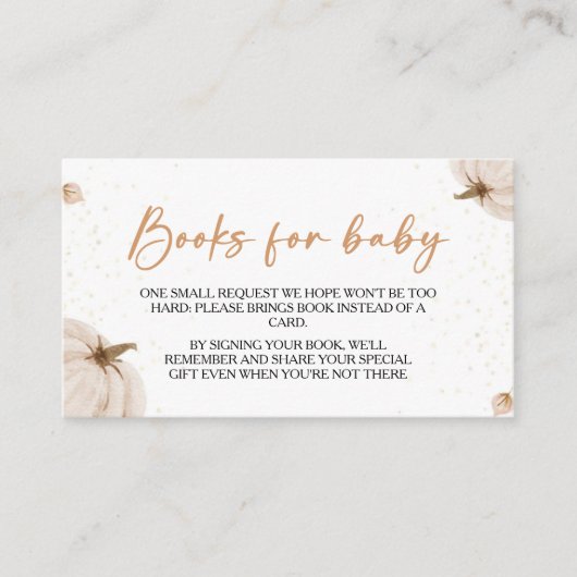 Onze kleine pompoen Baby shower boek aanvraag Informatiekaartje (Voorkant)