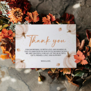 Onze kleine pompoen Baby shower dank u kaart