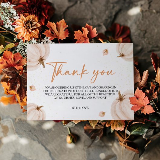 Onze kleine pompoen Baby shower dank u kaart