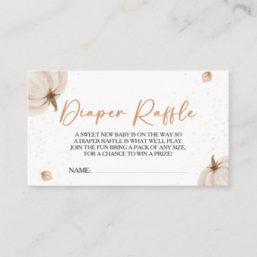 Onze kleine pompoen Baby shower luier Raffle Informatiekaartje (Voorkant)